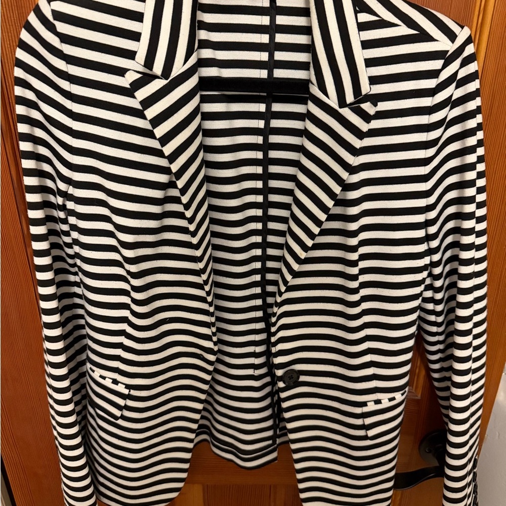 Banana Republic Black and White Striped Blazer